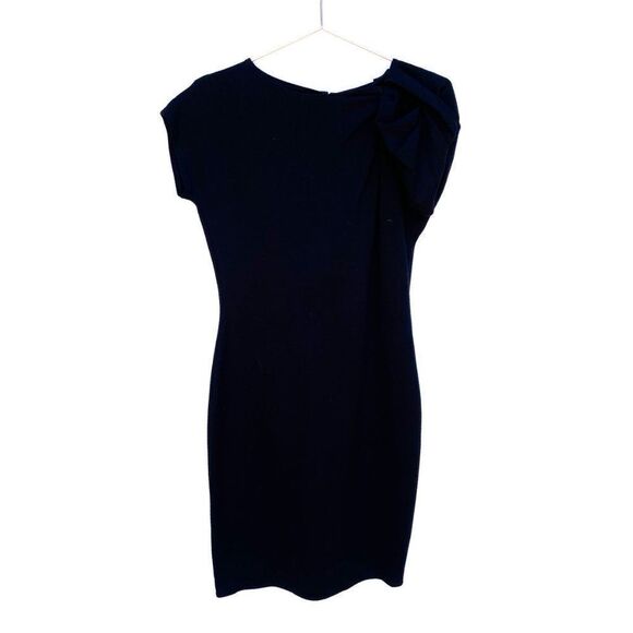 NWT Armani Collezioni Black One Puff Shoulder Black Below Knee Dress Retail $895 - Picture 1 of 11